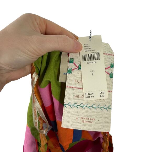 Farm Rio Anthropologie Bandeau Multicolor Geometric Top Boho NEW Womens Large - Picture 5 of 8